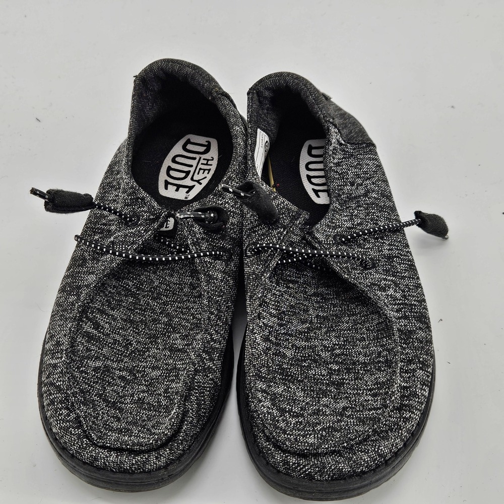 Hey Dude Wendy Sport Knit Black White Marled Loafers Shoes Womens 6 Comfort